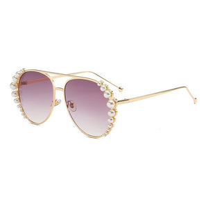 Personality Pearl Ocean Sheet Lady Sunglasses