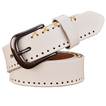 Load image into Gallery viewer, Genuine Leather Stitching Detail Thin Pin Buckle Lady Belt