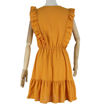 Load image into Gallery viewer, Ruffled A-Line Sleeveless High Waist V Neck Bohemian Mini Dress