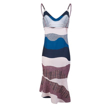 Load image into Gallery viewer, Deep V Neck Sleeveless Printed Back Lacing Midi Dress