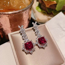 Load image into Gallery viewer, Platinum Plated Artificial Gemstone Zircon Dangle Earrings