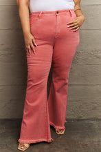 Load image into Gallery viewer, Coral Color High Waist Full Size Side Slit Flare Jeans