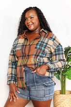 Load image into Gallery viewer, Plaid Print Curved Hem Shacket with Breast Pockets