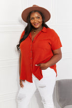 Load image into Gallery viewer, Red Orange Gauze Cotton Short Sleeve Button Up Blouse