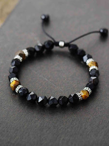 Natural Stone Beaded Bracelet (Caramel/Black)