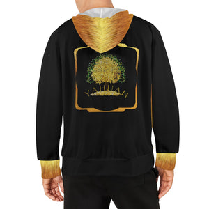 Yahuah-Tree of Life 03-01 Men's Designer Fleece Lined Full Zip Hoodie