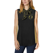 Load image into Gallery viewer, Yahuah Yahusha 04 Ladies Designer Bow Tie V-neck Sleeveless Blouse