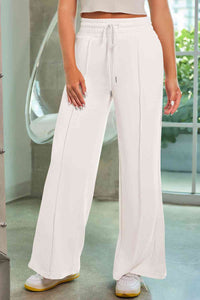 Drawstring High Waist Wide Leg Pants with Pockets (9 colors)