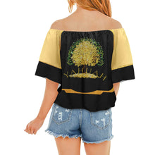 Load image into Gallery viewer, Yahuah-Tree of Life 03-01 Designer Off Shoulder Knot Front Blouse