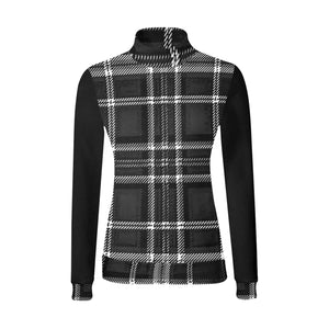 TRP Twisted Patterns 06: Digital Plaid 01-06A Ladies Designer Mock Neck Sweatshirt