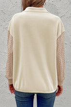 Load image into Gallery viewer, Half Zip Drop Shoulder Cable Knit Sweatshirt
