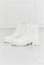 Load image into Gallery viewer, Solid White Round Toe Block Heel PU Leather Chelsea Boots