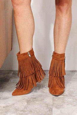 Legend Tassel Wedge Heel Chelsea Boots (Ochre Color)