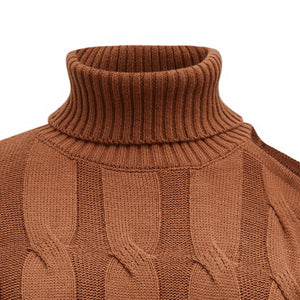 Light Brown Turtleneck Loose Knit Women's Sweater