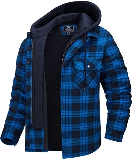 Heavy Cotton Plaid Print Male Zip Trucker Jacket (6 colors)