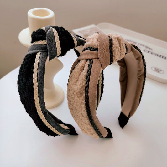 Wide Edge Hair Binding Temperament Fabric Knotted Headband (8 colors)