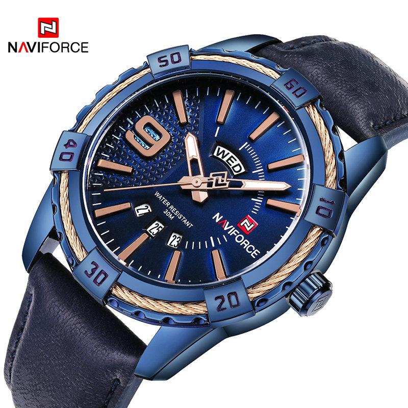 NAVIFORCE Quartz 30m Waterproof Male Sport Watch with Leather Band (5 colors)