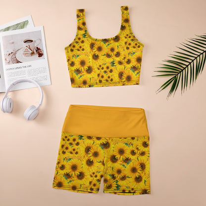 TRP Floral Print 04: Sunflowers 01 Yoga Shorts Set (5 colors)