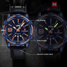 Load image into Gallery viewer, NAVIFORCE Quartz 30m Waterproof Male Sport Watch with Leather Band (5 colors)