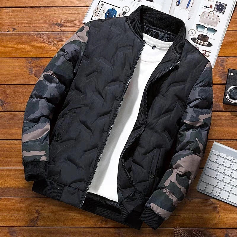 Camouflage Sleeve Male Bomber Jacket (3 colors)