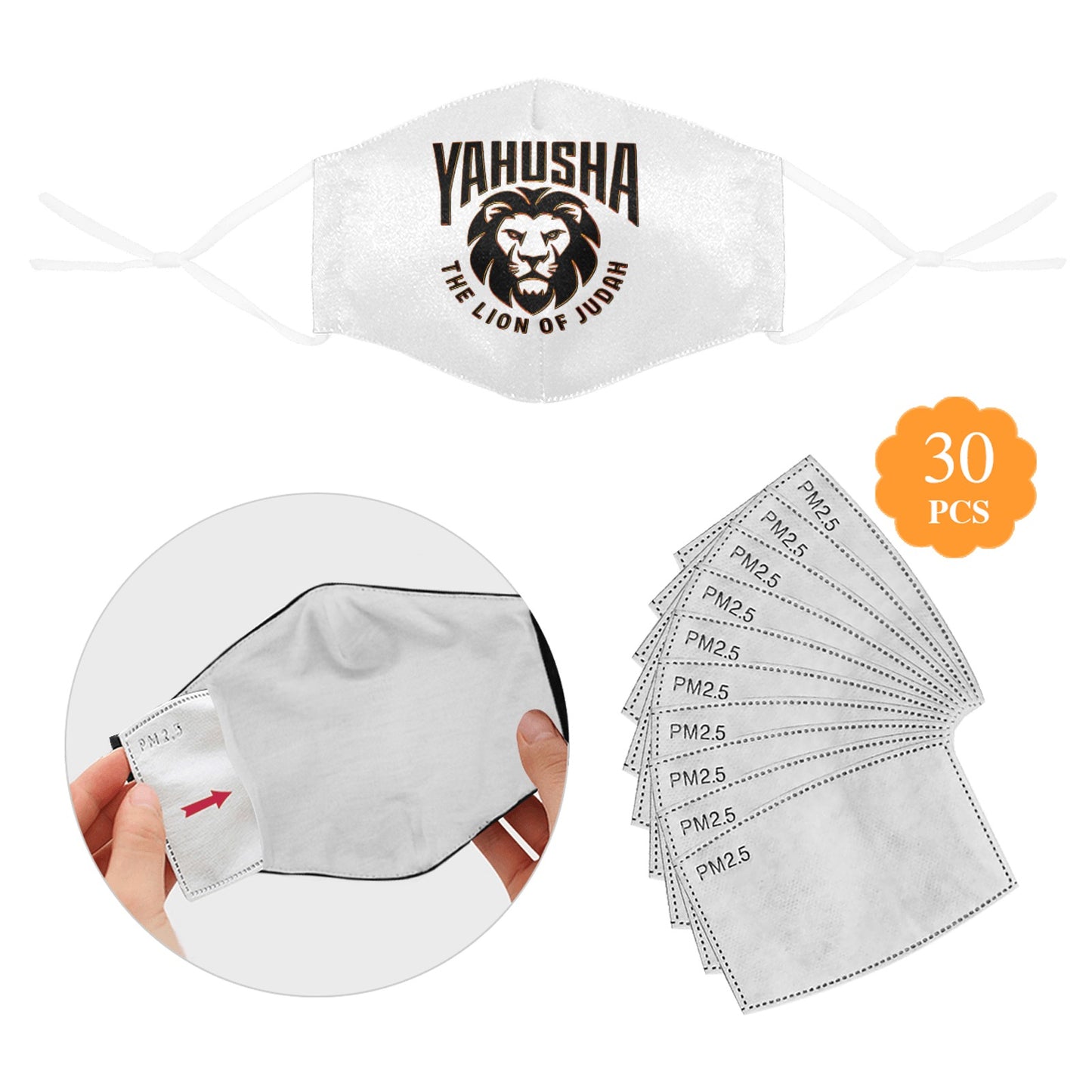 Yahusha-The Lion of Judah 02-01 Designer Cotton Face Mask + 30 filters