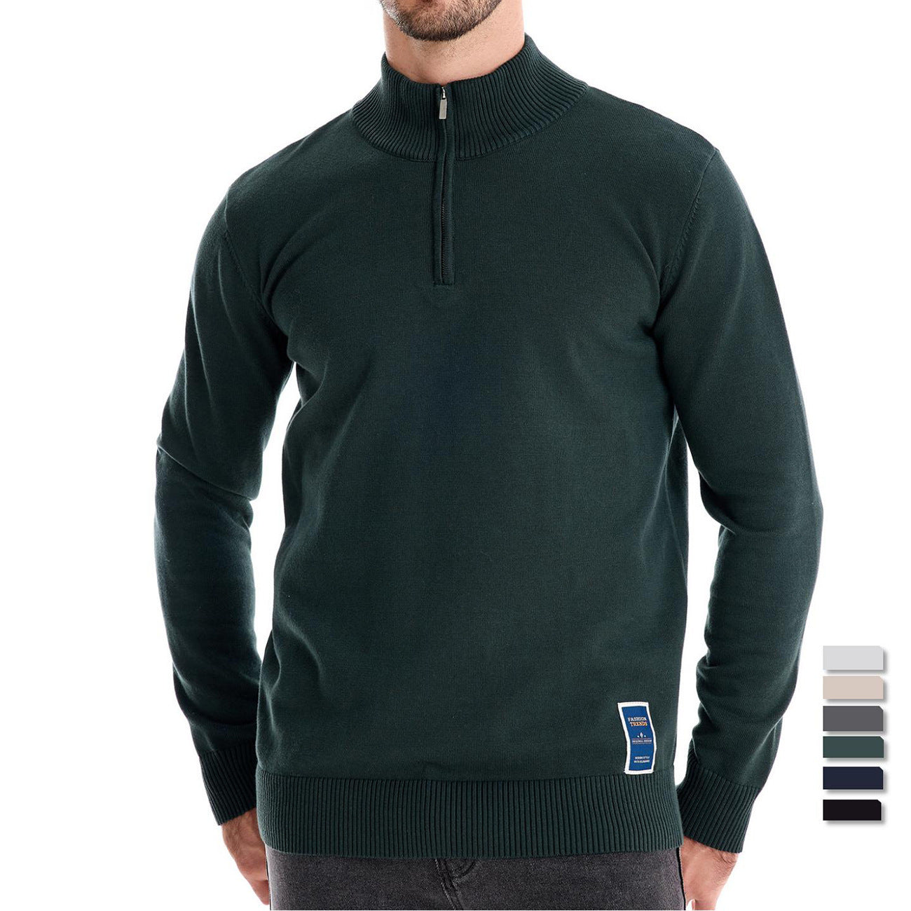 Men's Solid Color Stand Collar 1/4 Zip Sweater (6 colors)