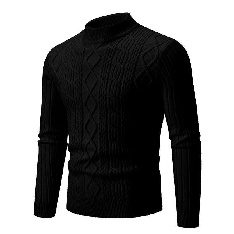 Men's Solid Color Mock Neck Cable Knit Sweater (5 colors)