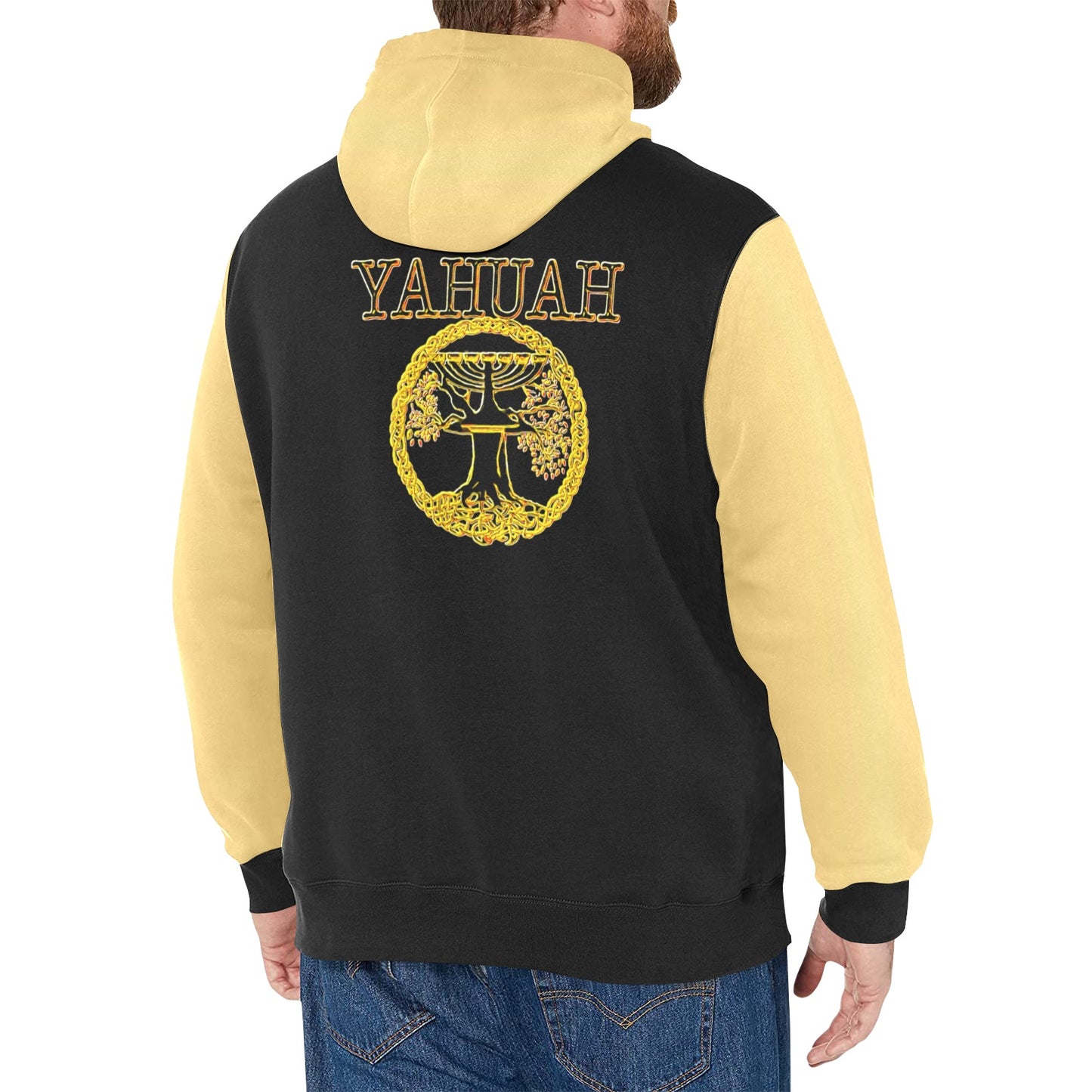 Yahuah-Tree of Life 02-03 Elect Men's Designer High Neck Fleece Lined Pullover Hoodie