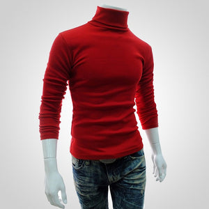 Men's Solid Color Slim Fit Cotton Turtleneck Sweatshirt (11 colors)