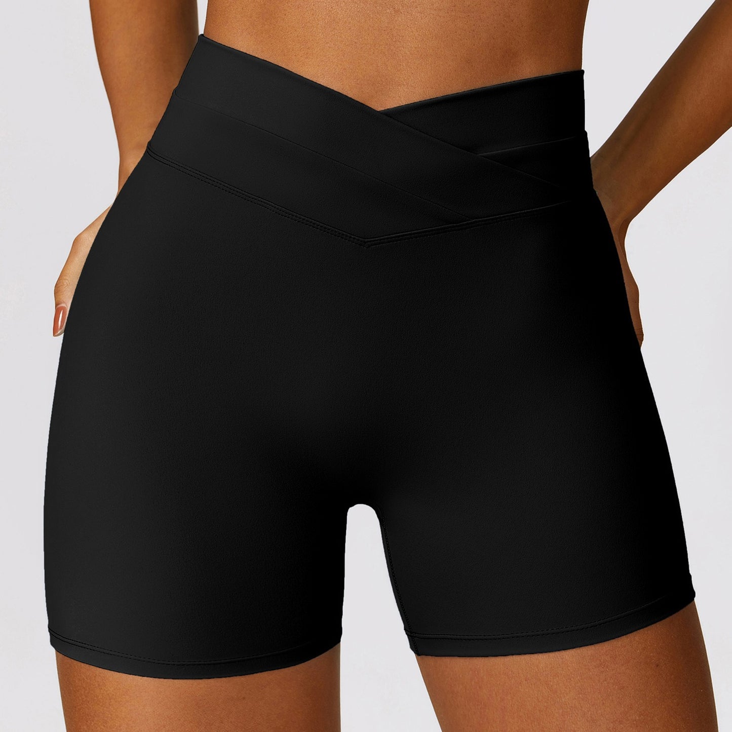 Tight Hip Lifting Brushed Cross High Waist Yoga Fitness Shorts (5 colors)