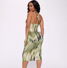 Load image into Gallery viewer, Fashion Print One Shoulder Bodycon Midi Dress