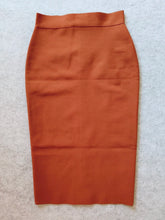 Load image into Gallery viewer, Brown High Waist Split Bandage Bodycon Midi Skirt