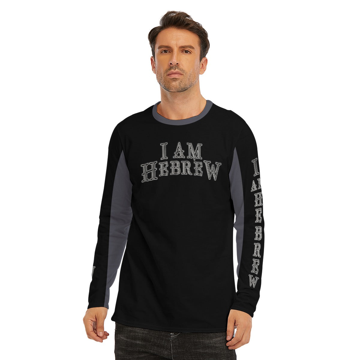 I AM HEBREW 02-02 Men's Designer Long Sleeve Cotton T-shirt