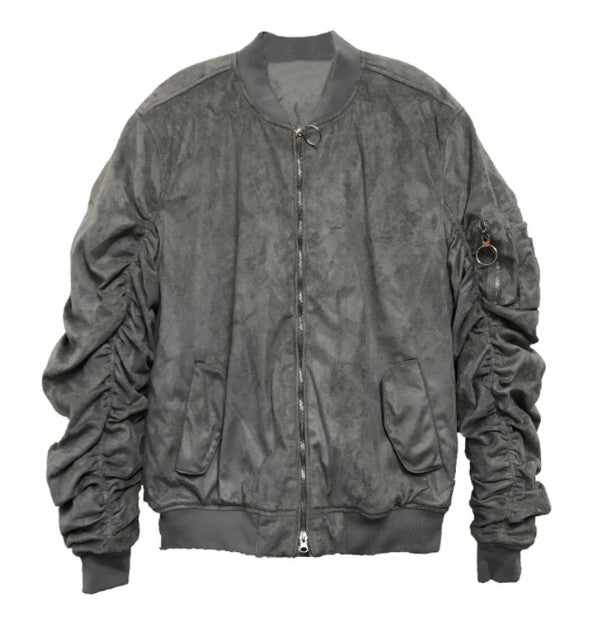 Microsuede Scrunched Bomber Jacket (3 colors)