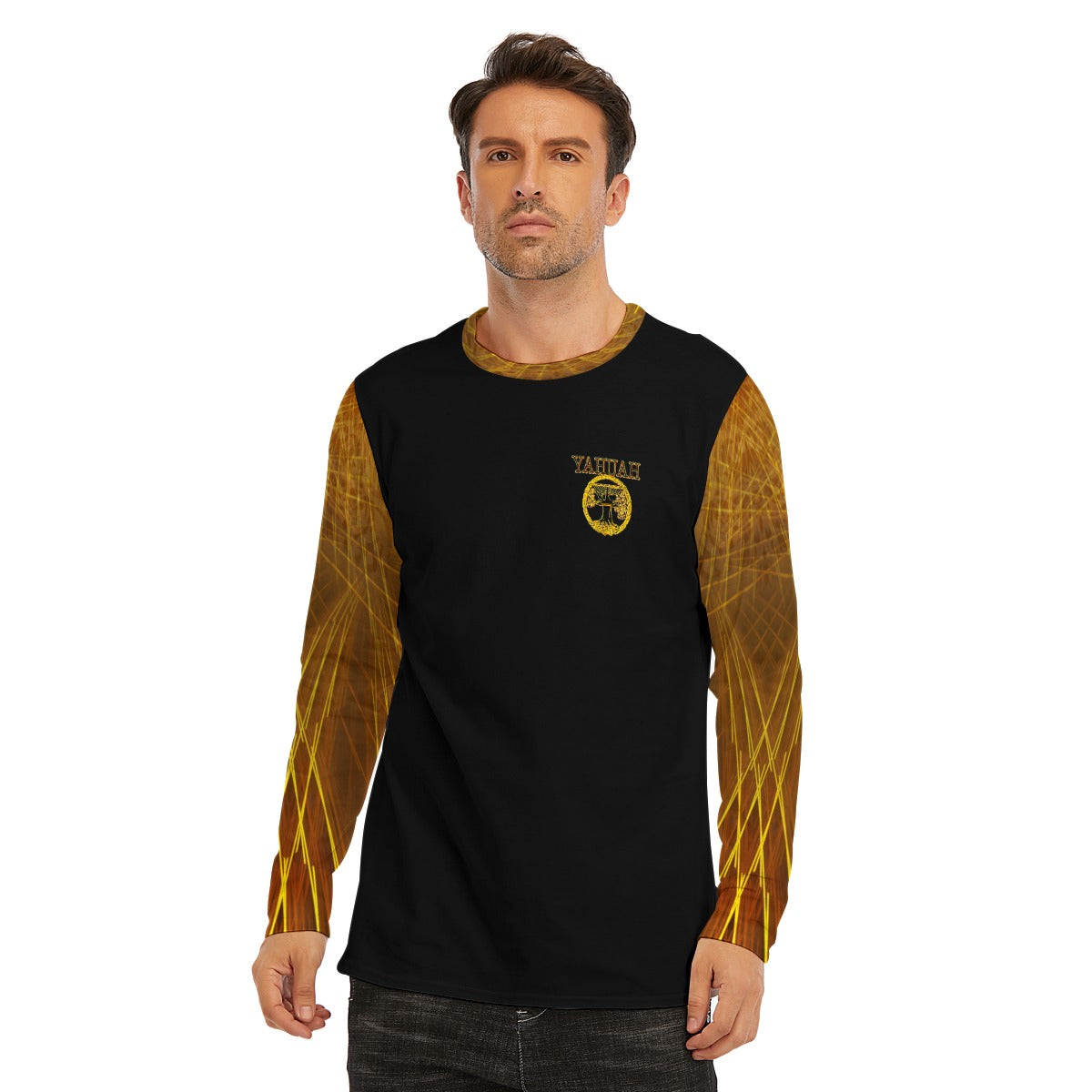 Yahuah-Tree of Life 02-03 Voltage Men's Designer Long Sleeve Cotton T-shirt