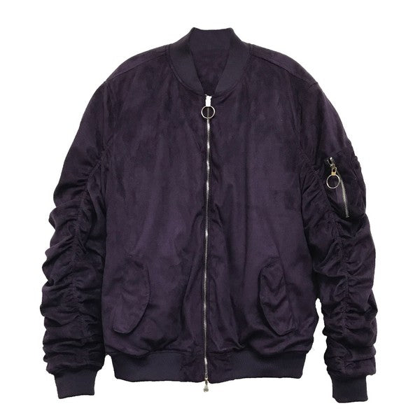 Microsuede Scrunched Bomber Jacket (3 colors)