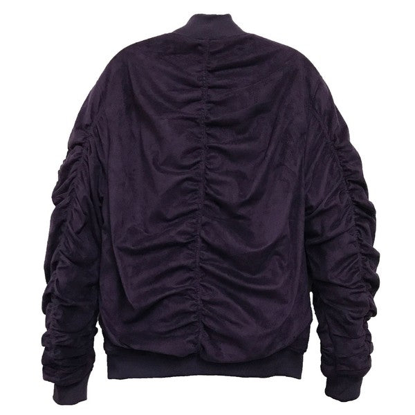 Microsuede Scrunched Bomber Jacket (3 colors)