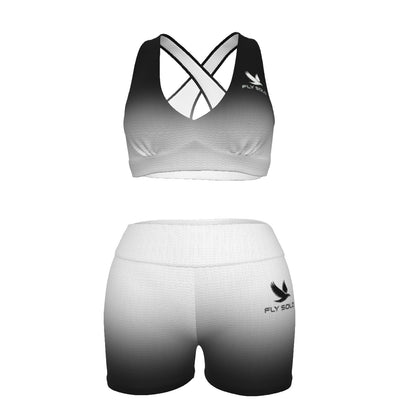 Outspoken Designs 03-03 "Fly Solo Night/Day" Sports Bra and Legging Shorts Set