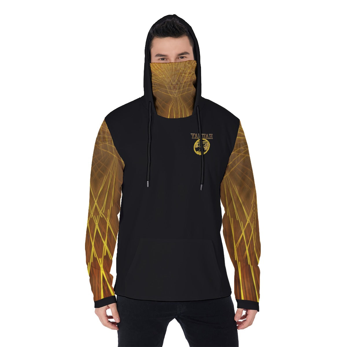 Yahuah-Tree of Life 02-03 Voltage Men's Designer Pullover Hoodie with Face Mask