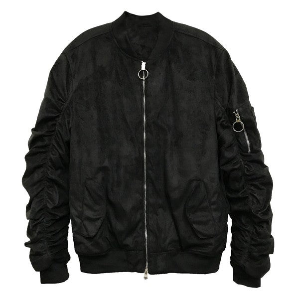 Microsuede Scrunched Bomber Jacket (3 colors)