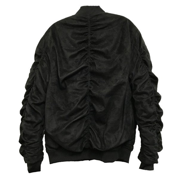 Microsuede Scrunched Bomber Jacket (3 colors)