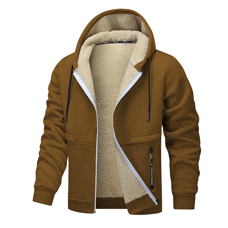 Solid Color Fleece Lined Full Zip Male Hoodie (9 colors)