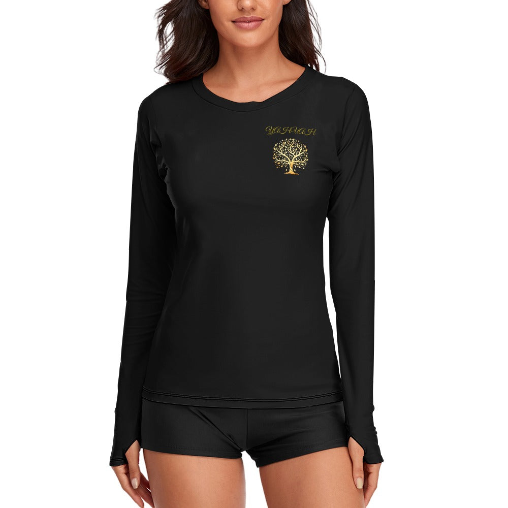 Yahuah-Tree of Life 01-01 Designer Round Neck Long Sleeve T-shirt