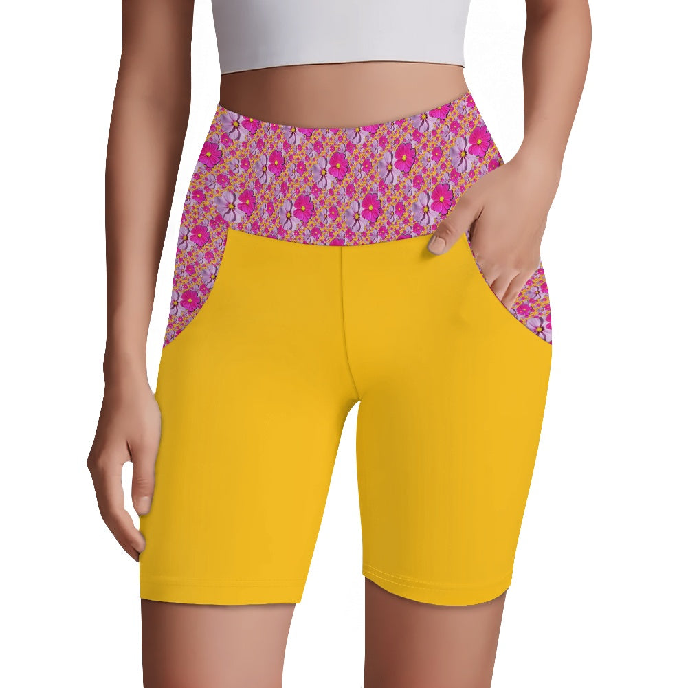 TRP Floral Print 05: Garden Cosmos Designer Short Yoga Pants