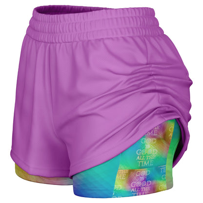 Chroma-Shift Art-to-Wear: God is Good All The Time 01-02 Women's Running Shorts