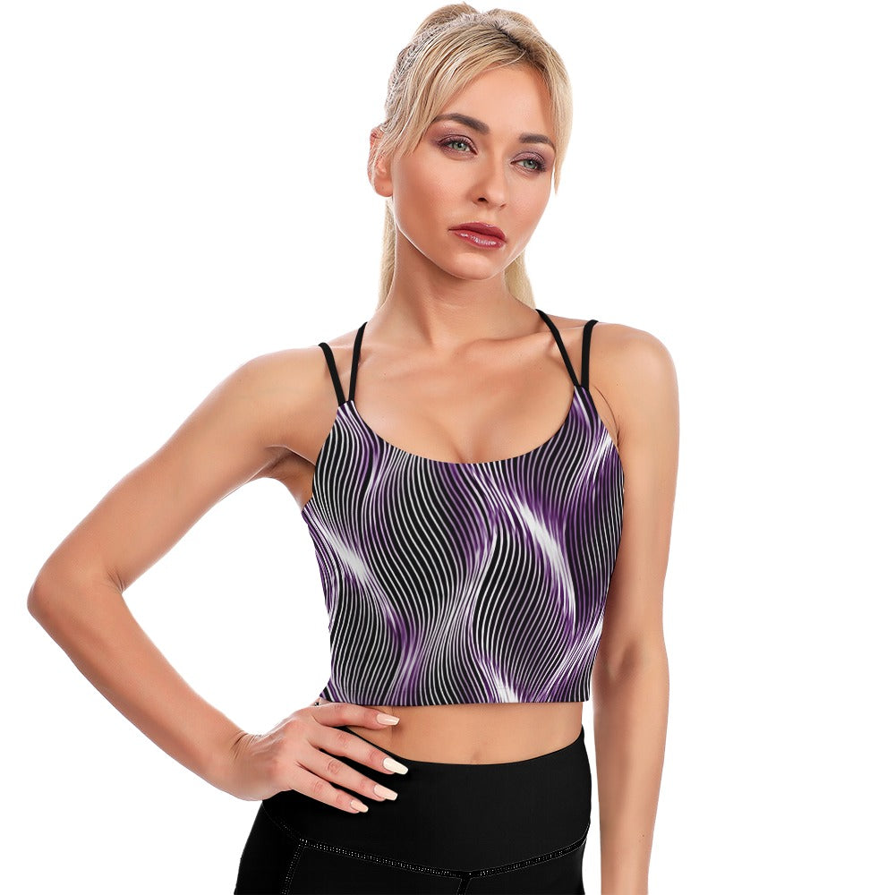 TRP Twisted Patterns 04: Weaved Metal Waves 01-01 Designer Cropped Open Back Yoga Top