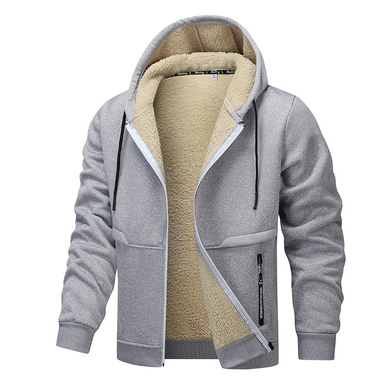 Solid Color Fleece Lined Full Zip Male Hoodie (9 colors)