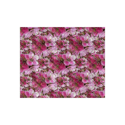 Electric Flora: Neon Sakura Cherry Blossoms Crushed Velvet Throw Blanket