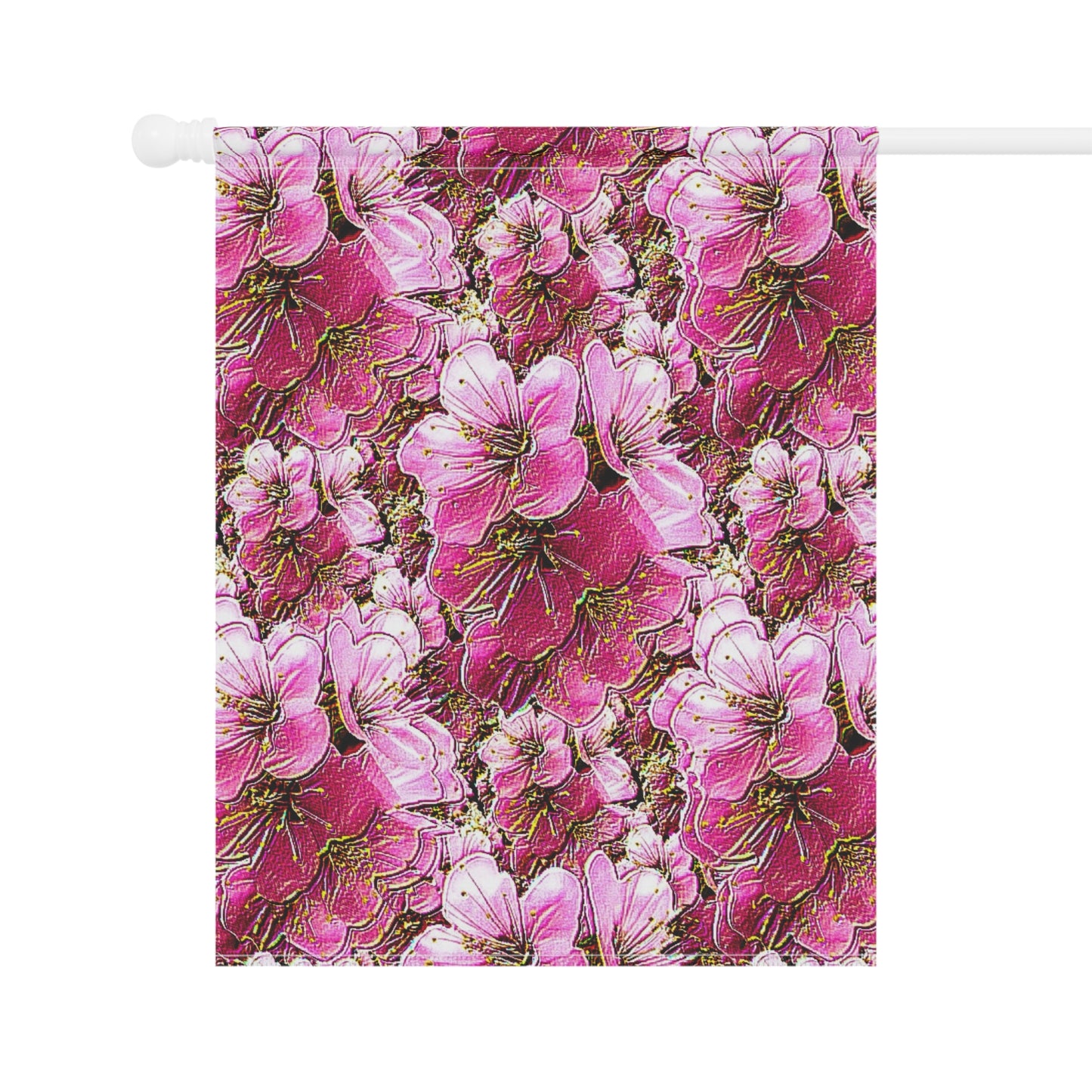 Electric Flora: Neon Sakura Cherry Blossoms Garden Flag