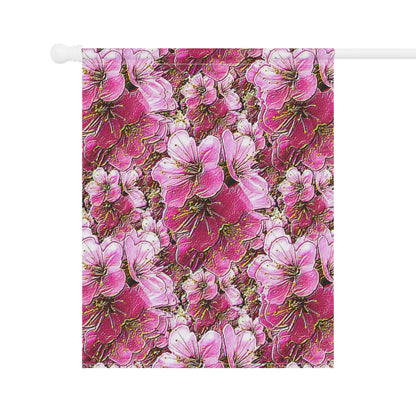 Electric Flora: Neon Sakura Cherry Blossoms Garden Flag